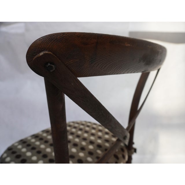 Brown Bent Wood Cross Back Dining Chair With Caned Seat and Cushion For Sale - Image 8 of 11