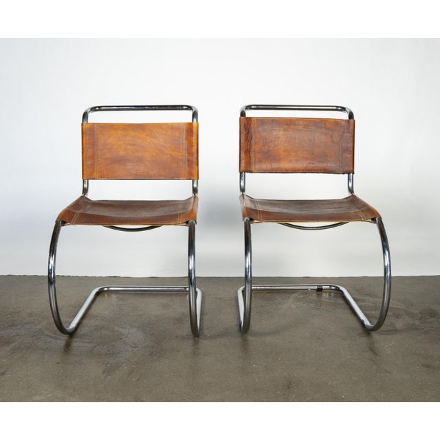 Mid 20th Century Pair of Bauhaus-Style Chrome and Brown Leather Cantilever Chairs For Sale - Image 13 of 17