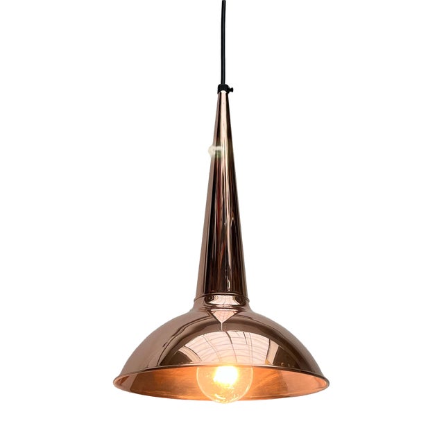Mid-Century Modern Danish Copper Cone Pendant Lamp, 1950s For Sale
