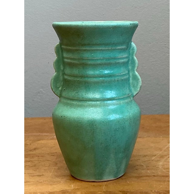 Vintage Turquoise Ceramic Pottery Vase For Sale - Image 10 of 12