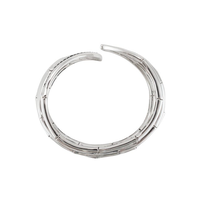 John Hardy Bamboo 925 Silver 1.40ctw Black Sapphires Flex Cuff Bangle Bracelet For Sale In Houston - Image 6 of 9