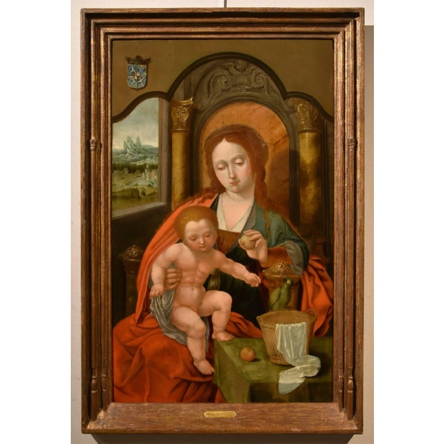 Follower of Maestro Del Pappagallo, Madonna, 1600, Oil on Board, Framed For Sale - Image 17 of 17