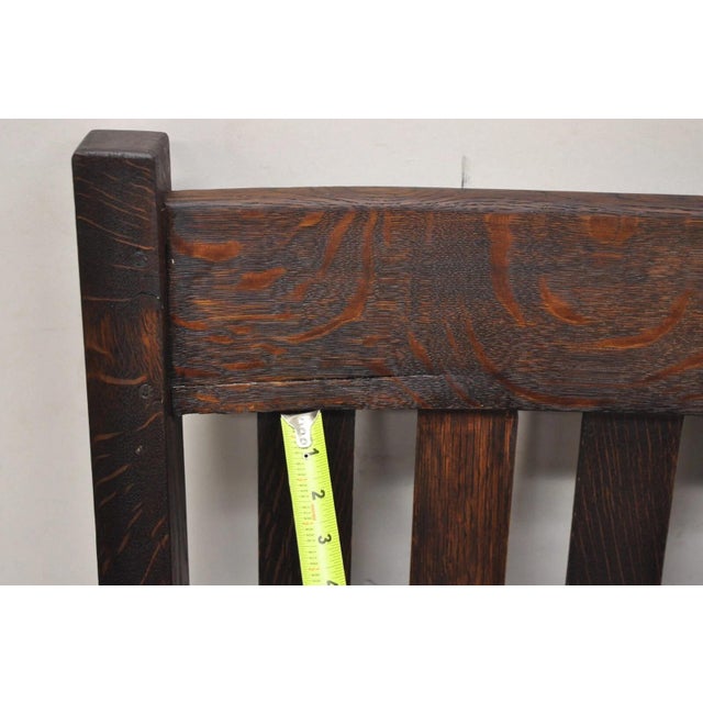 Wood Antique Arts & Crafts Mission Oak Stickley Style 14 Slatted Bench Settee Sofa For Sale - Image 7 of 14