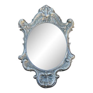 Vintage Mirror - Tin and Beveled Glass For Sale