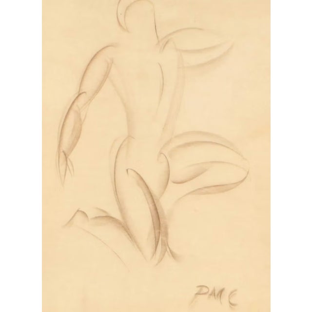 Figurative 1930s Peter Marienus Camfferman Original Chalk Figural Drawing Signed Framed For Sale - Image 3 of 7