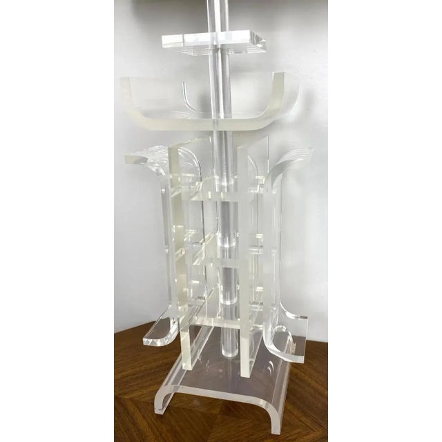 Japanese Charles Hollis Jones Lucite Table Lamp Japanese Inspired Design For Sale - Image 3 of 6