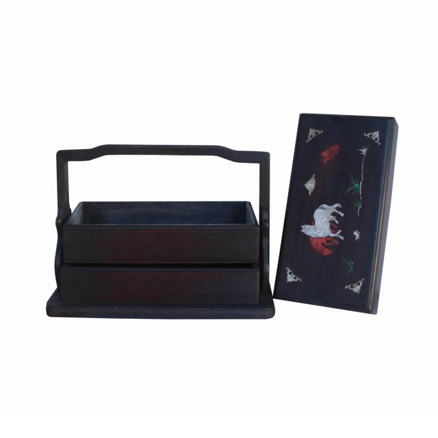 Traditional Chinese Multi Tray Wood Basket Box For Sale - Image 4 of 5