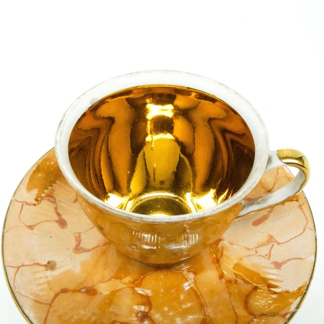 Postmodern Golden Plated Cups and Saucers, Poland, 1960s, Set of 8 For Sale - Image 6 of 7