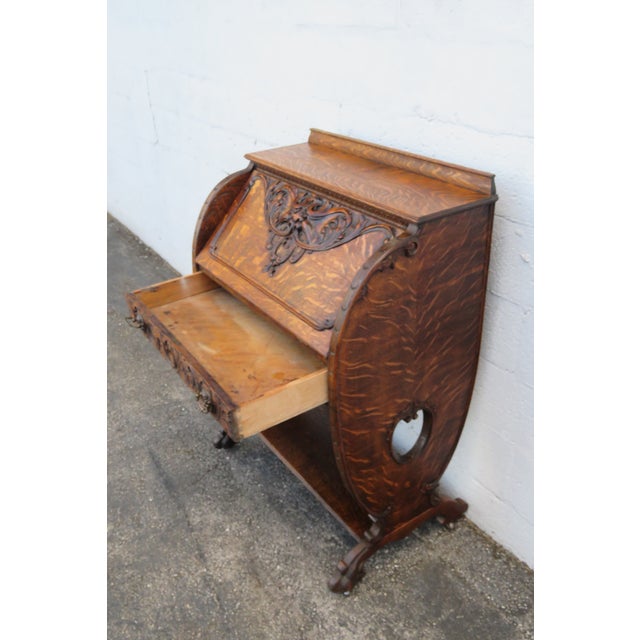 Gothic Late 1800s Tiger Oak Secretary Desk 6276 For Sale - Image 11 of 17