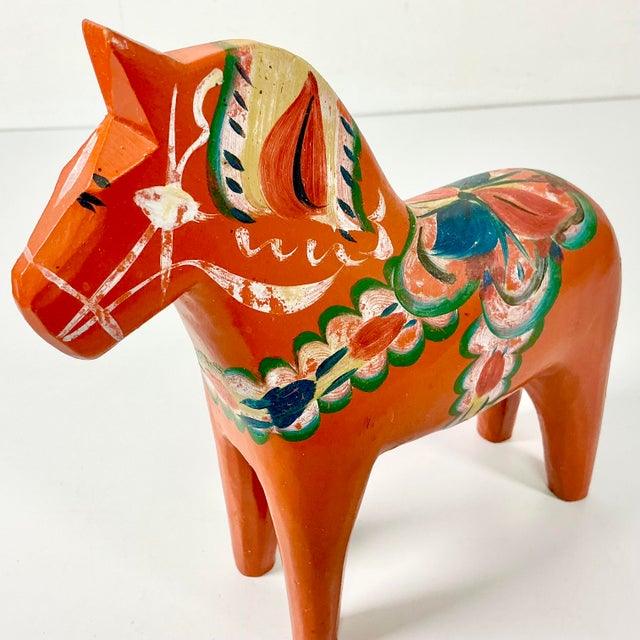 1950s Vintage Gustavia Boho Chic Swedish Hand-Carved Wood Dala Horse For Sale - Image 11 of 12