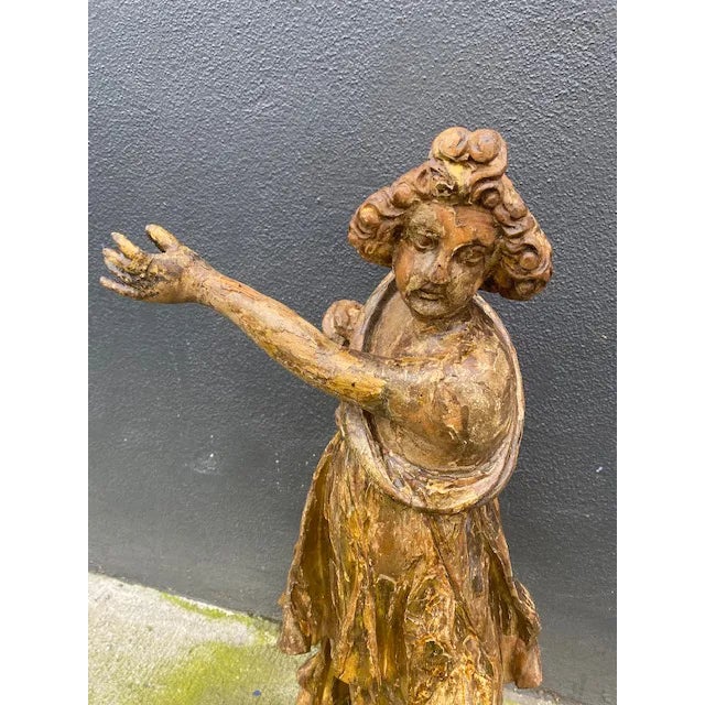 Gold 18th Century Italian Giltwood Figure For Sale - Image 8 of 13
