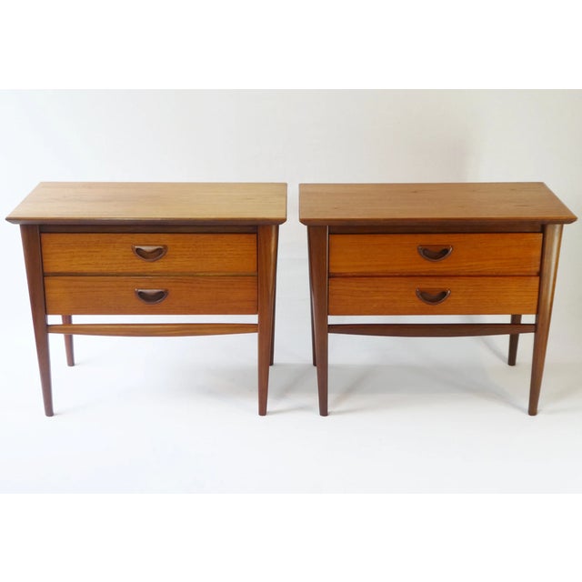 Brown Mid-Century Scandinavian Danish Teak Nightstands, Set of 2 For Sale - Image 8 of 10