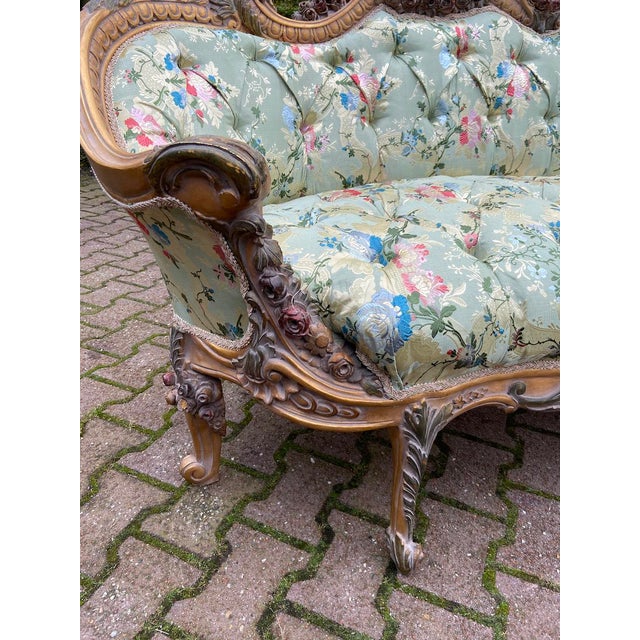 English Louis XVI Style Sofa in Green For Sale - Image 3 of 13