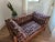 Mid-Century Modern Purple Geometric Craftsman Loveseat For Sale - Image 3 of 4