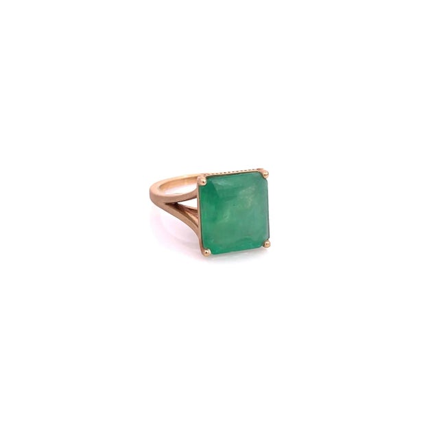 Natural Solitaire Emerald Ring 6.5 14k Yellow Gold 6.62 TCW Certified For Sale - Image 9 of 12