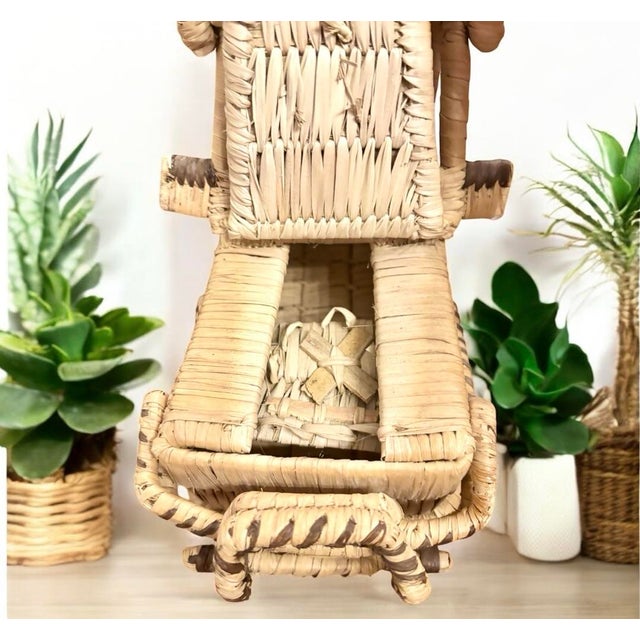 Large Vintage Rattan Jeep Handmade Rare Land Rover Car & Tailor Detail Woven Decor For Sale - Image 9 of 12