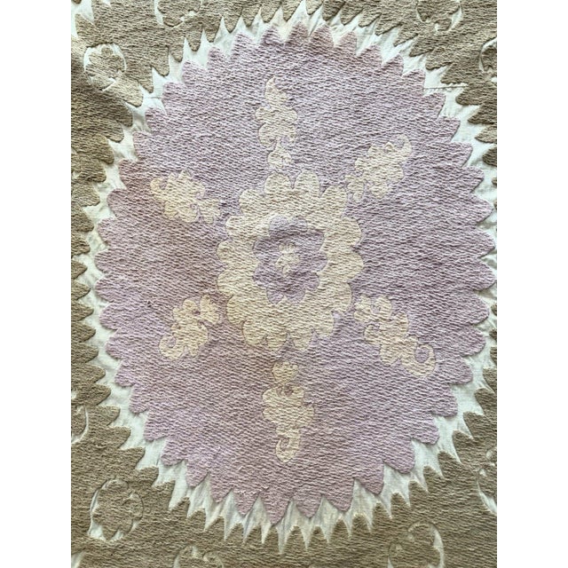Hand-Embroidered Neutral Tan Suzani Wall Hanging Decor For Sale In New York - Image 6 of 9