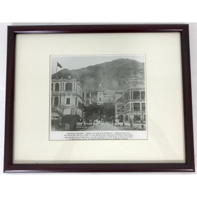 Chinoiserie Vintage Prints of Hong Kong, Circa 1930 & 1862, Wood Framed, a Pair For Sale - Image 3 of 12
