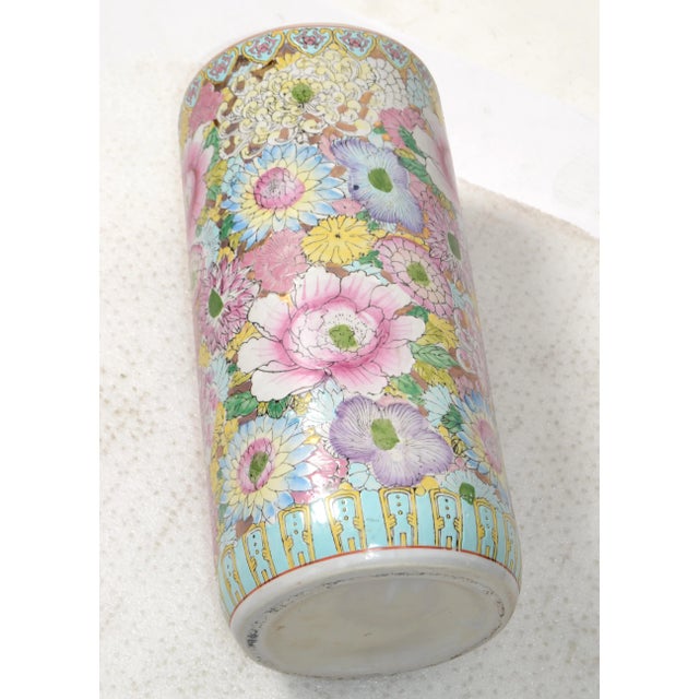 Chinoiserie Style Handmade Ceramic Pottery Umbrella Stand For Sale - Image 10 of 12