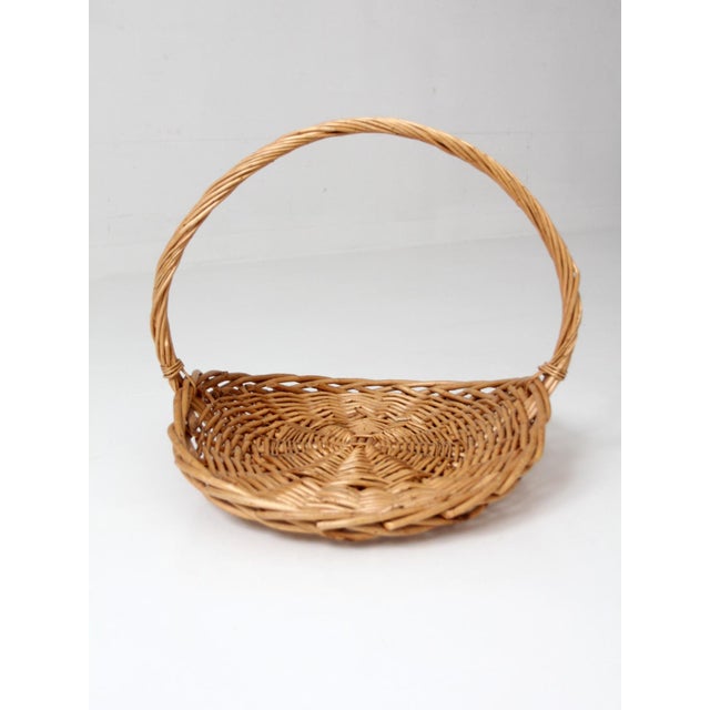 Vintage Large Wicker Gathering Basket For Sale - Image 4 of 12