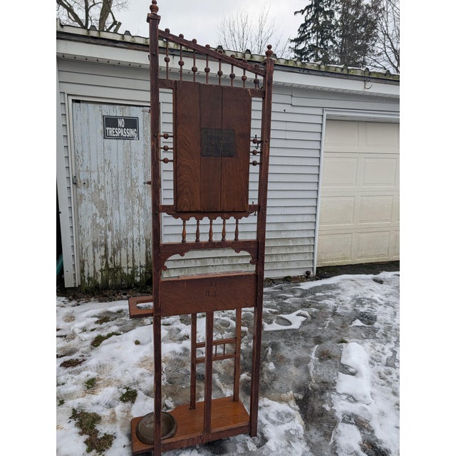 19th Century Victorian Hoffmeir Furniture Hall Tree With Marble Top & Umbrella Stand For Sale - Image 13 of 18