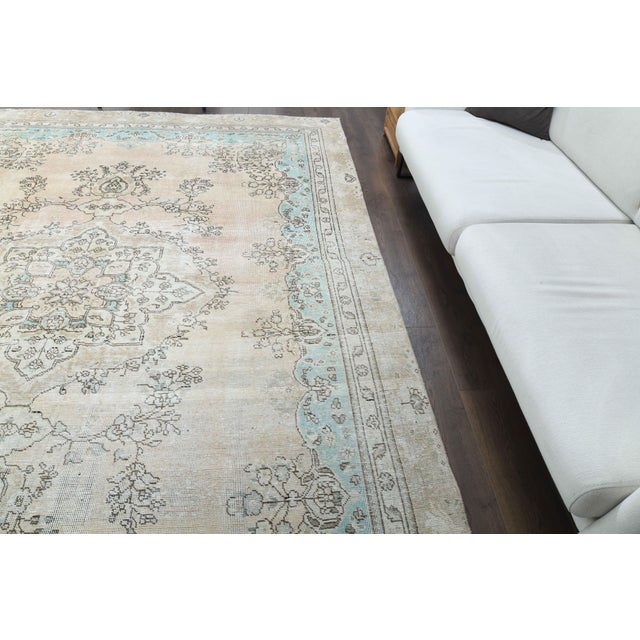 1970s Vintage Persian Handmade Wool Cotton Beıge Area Rug For Sale - Image 10 of 11
