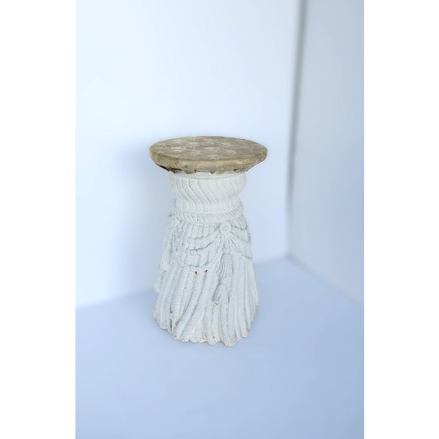 Tassel Plaster Drinks Table, Neoclassical Revival, Trompe L'Oeil, 20th Century For Sale - Image 4 of 14