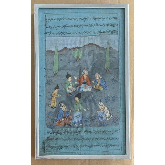 Persian Indo-Persian Gouache Manuscript Painting Antique 19th Century For Sale - Image 3 of 5