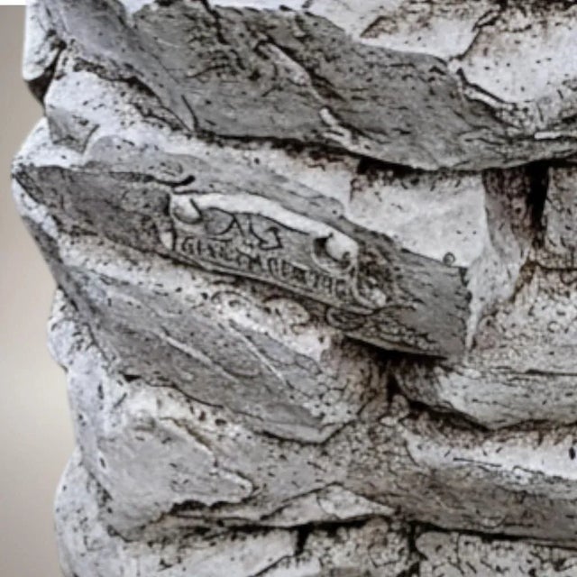 1986 White Washed Faux Stacked Riverstone Outdoor Cement Planter For Sale - Image 12 of 14