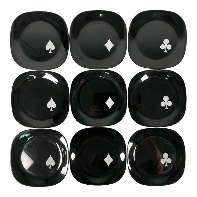 1990s Vintage Americana Contemporary Boho Chic Melamine Snack/Dessert Plates - Set of 10. For Sale
