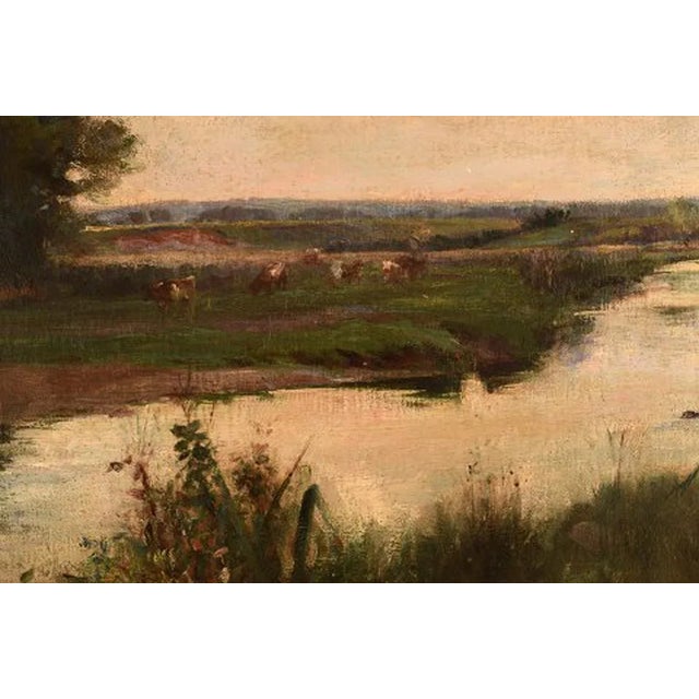 English Landscape with Grazing Cows by Joseph Milne For Sale - Image 3 of 10