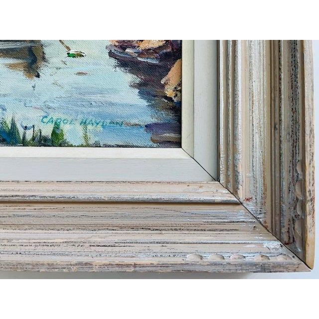 American Carol Haydan Coastal Marine Harbor Scene Oil on Canvas Board For Sale - Image 3 of 9