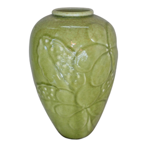 Antique Arts & Craft Rookwood Green Embossed Flower Design Vase