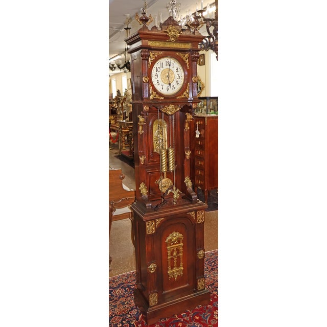 Victorian Ansonia Mahogany Bronze Mounted Floor Clock Grandfather Clock Circa 1900 For Sale - Image 3 of 18