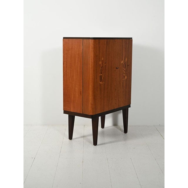 Scandinavian Bar Cabinet with Inlays, 1940s For Sale - Image 4 of 16