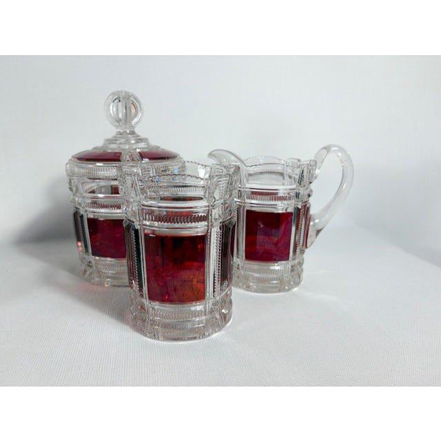 American Early American Ruby Glassware Set - 6 Pieces (Thompson Glass Co.) (Duncan & Miller Glass Co.) For Sale - Image 3 of 8