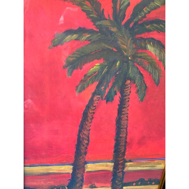 2000 - 2009 Vintage Pair of Large Tropical Palm Tree Prints in Faux Bamboo Gold Frames For Sale - Image 5 of 16
