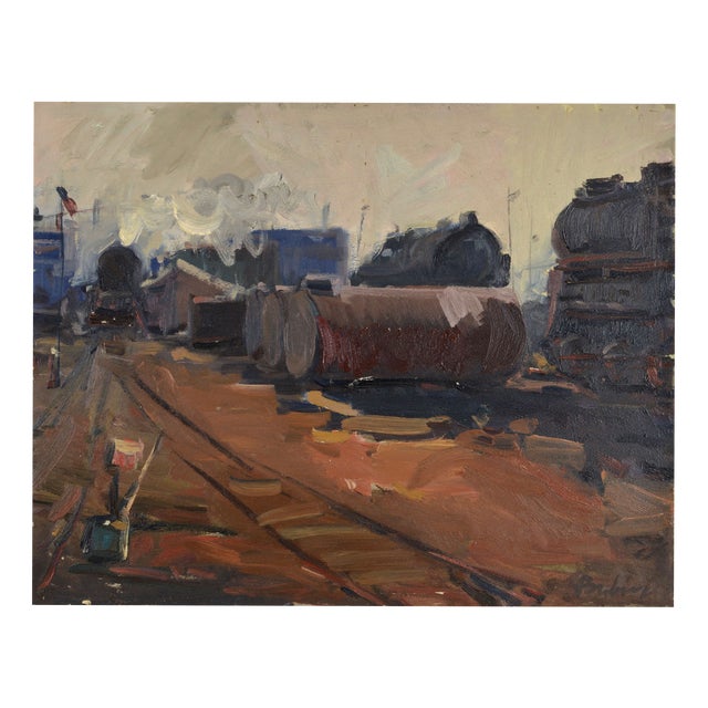 Laimonis Bubieris, at the End of the Working Day in Liepāja. 1963, OIl and Cardboard For Sale