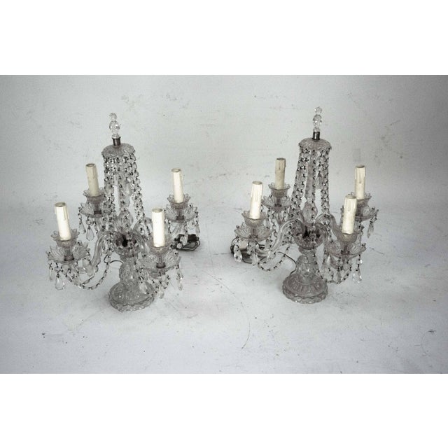 Maria Theresa Crystal Candelabra Table Lamps, Italy, 1940s, Set of 2 For Sale - Image 13 of 18