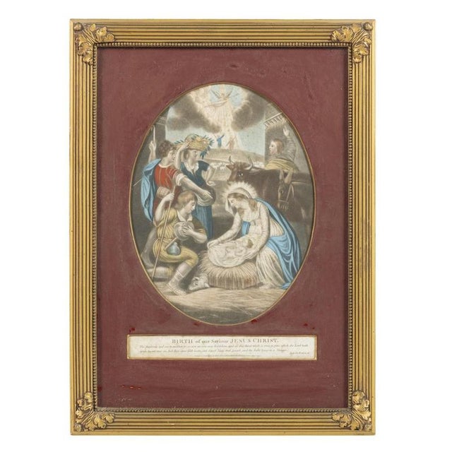 Birth of Our Jesus Christ, 19th Century, Engraving, Framed For Sale - Image 6 of 6