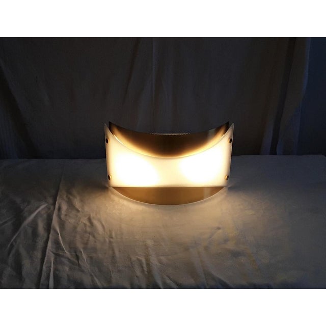 1990s Vintage German Wall Lamp with Gold-Colored Metal Frame and Matte Vaulted Glass from Bankamp, 1990s For Sale - Image 5 of 9