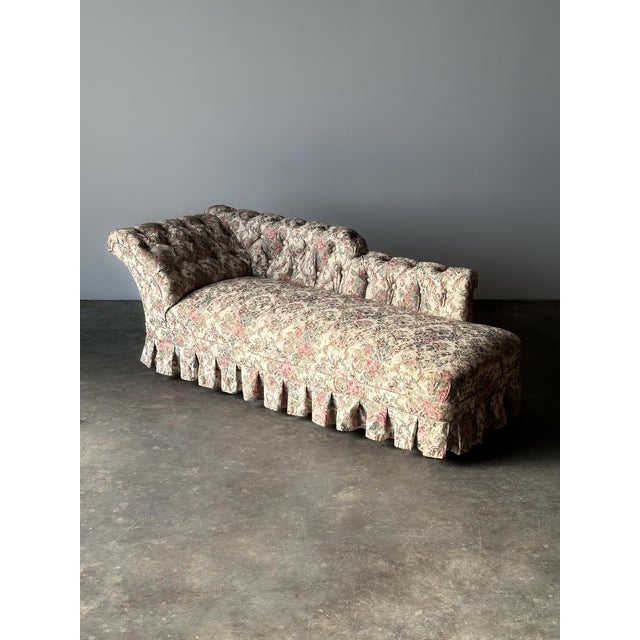 Eggshell Napoleon III Tufted Chaise Longue, France, 19th Century For Sale - Image 8 of 17