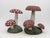 French Provincial Pair Vintage Painted Stone Toadstool Mushrooms With Red Caps For Sale - Image 3 of 7