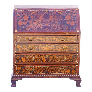 19th C. English Slant Front Secretary With Mother of Pearl Inlay For Sale