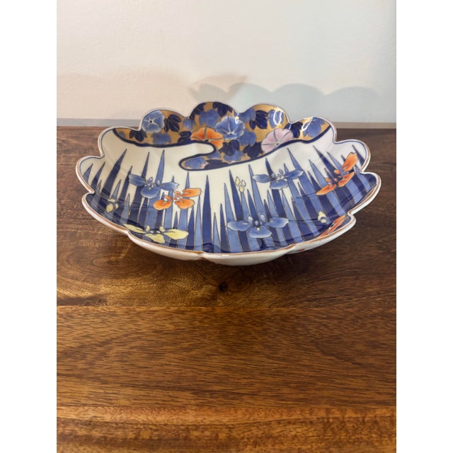 Vintage Fukagawa Seiji Imari Porcelain Scalloped Charger Dish, Hand Painted For Sale In Miami - Image 6 of 7