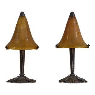 1920s Louis Katona & Daum French Art Deco Lamp - A Pair For Sale