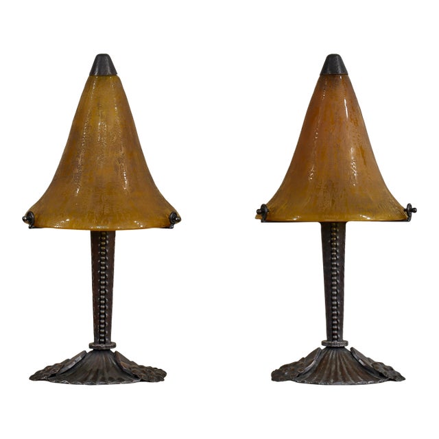 1920s Louis Katona & Daum French Art Deco Lamp - A Pair For Sale