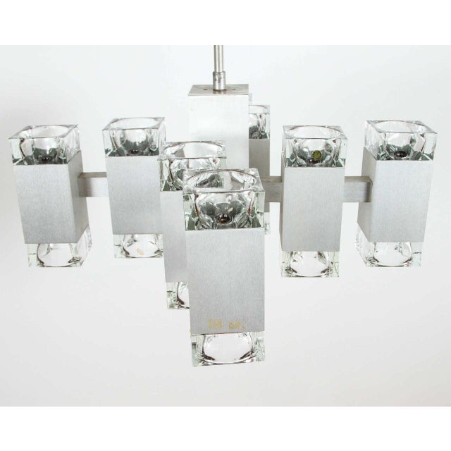 Metal Brushed Aluminum Chandelier in the Style of Kalmar For Sale - Image 7 of 10