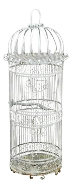 Vintage Victorian Style Scrolling Wrought Iron Metal Birdcage