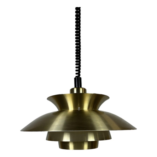 Danish Brushed Aluminium Pendant Lamp, 1970s For Sale